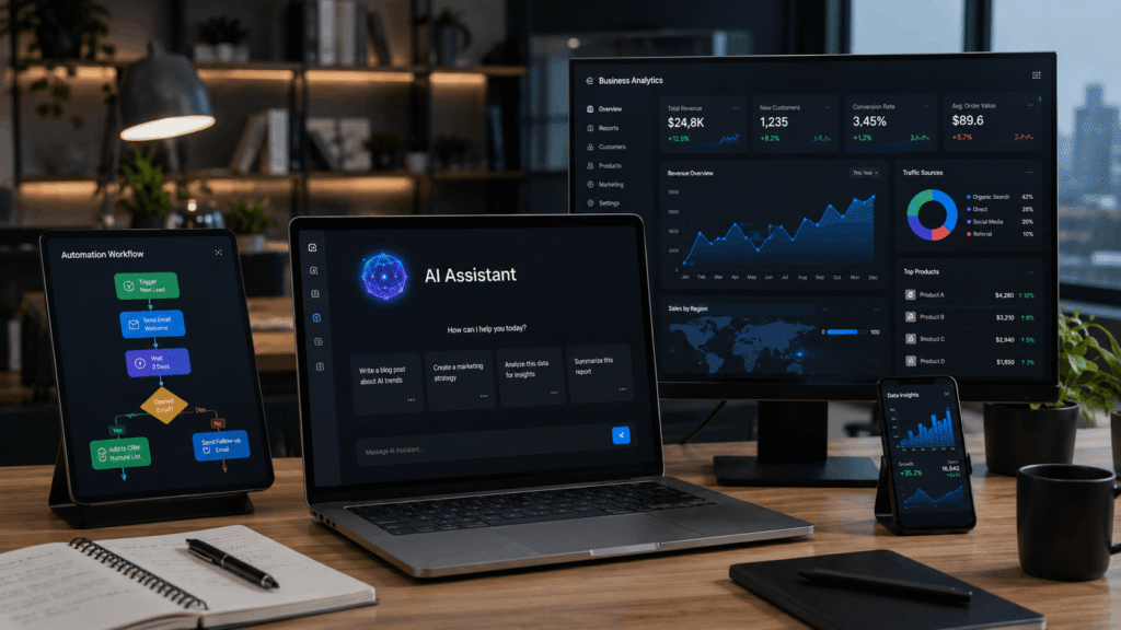AI tools, automation, and data analysis helping improve productivity