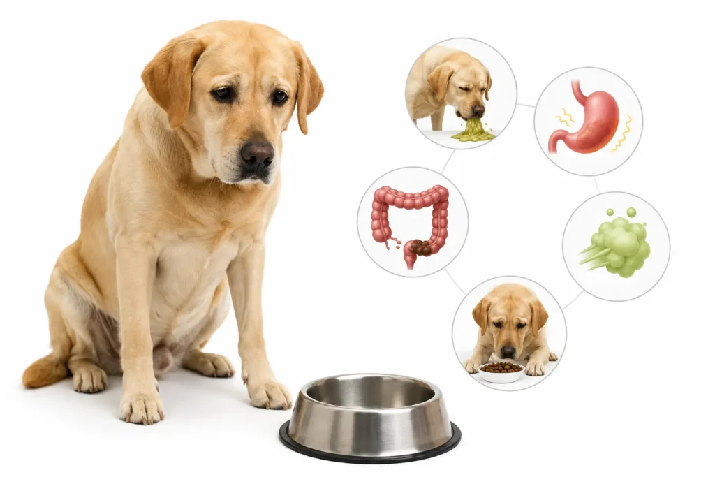 Common symptoms of a sensitive stomach in dogs