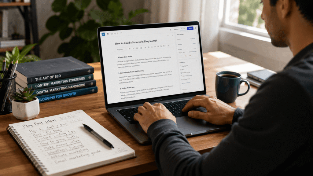 Professional content writer creating SEO-friendly blog content