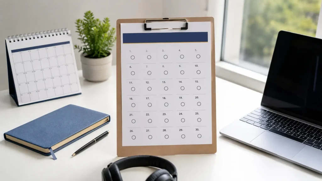 Thirty-day English speaking practice challenge checklist