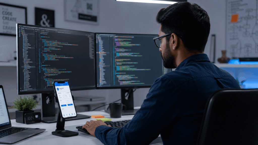 Web developer creating websites and mobile applications