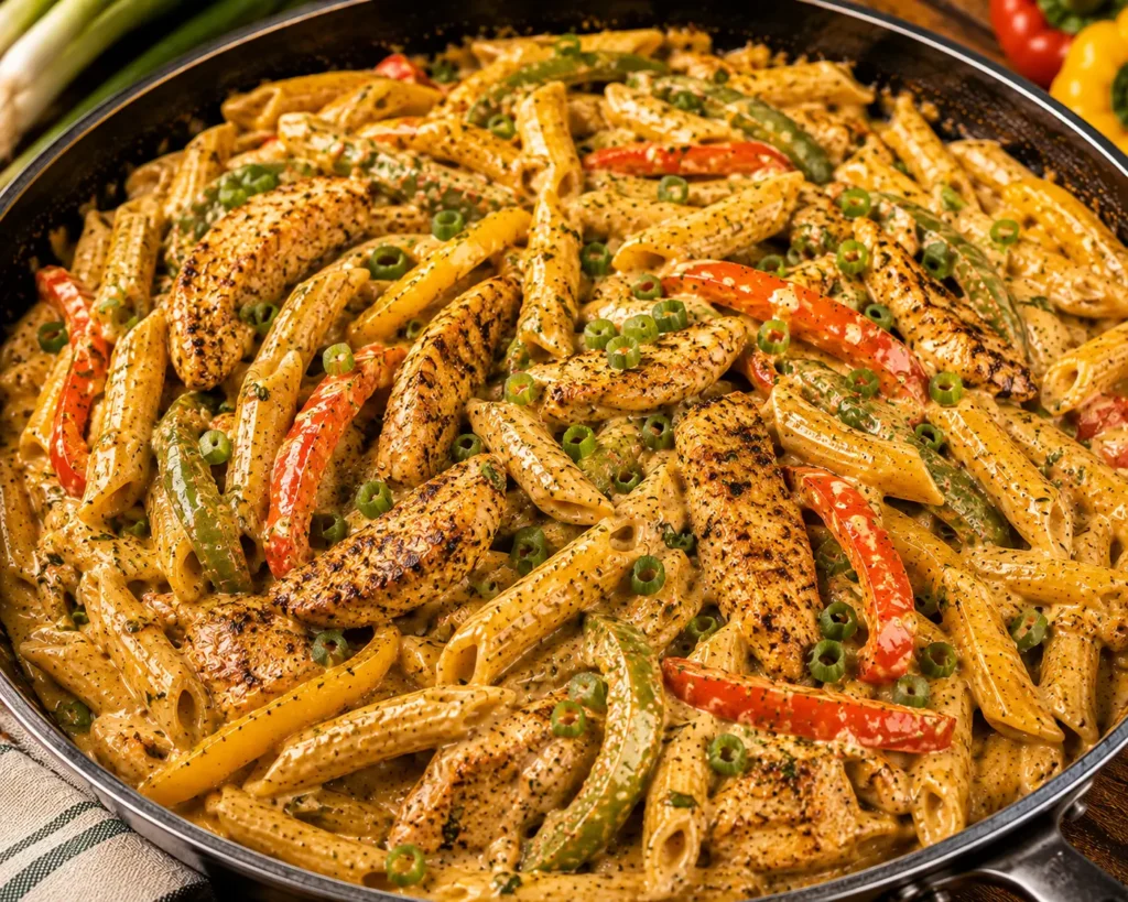 Perfect homemade rasta pasta with silky jerk cream sauce.